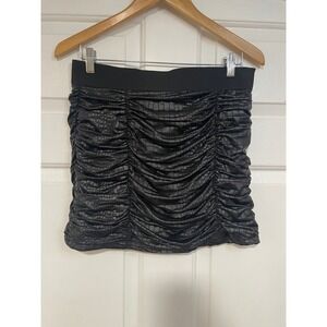 Wildcat Mini Skirt Faux Leather‎ Ruched Bodycon Black Stretch Sexy Glam Short M